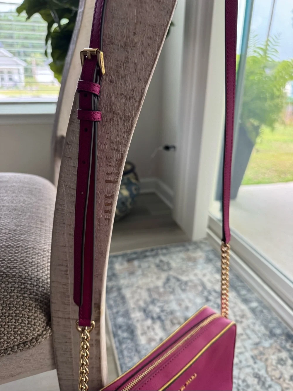 Michael Kors hot pink Crossbody with Gold Chain